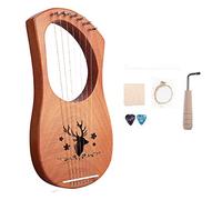 Lckiioy 7 Corde Lira Arpa Strumento a Corde in Legno con Borsa di Trasporto di Corde Supplementari e Accessori Stile A