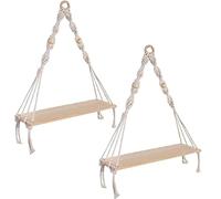 Lckiioy Mensola da parete in 2 pezzi, mensole Boho con ripiano in legno, per piante appese e decorazione
