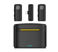 Lckiioy Microfono Cravatta Mini Micro-Cravatta Portatile Doppio Canale Audio Video Registrazione Vocale per Audio Live Audio,B
