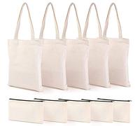 Lckiioy Set di Tote in Tela a Matite per Trucco Vergini per Fai da te con Astuccio a Matite in Tela Scivolante, Borsa per la spesa riutilizzabile fai da te