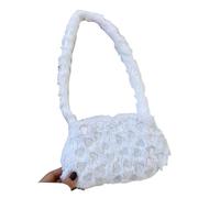 LCKKJHG Borsa Di Peluche Borse a tracolla da donna Borsa invernale morbida in peluche sotto le ascelle a mano soffici a forma di cuore d'amore for telefono(White Heart)