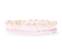LCKKJHG Braccialetti Di Cristallo 4 pezzi/set braccialetti di cristallo for donne ragazze braccialetti di perline di pietra grigio rosa bianco blu serie gioielli di moda in cristallo(17cm,Color-4)