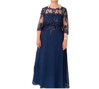 LCKKJHG la Madre della Sposa Abito da Sera da Sposo in Chiffon con Maniche a 3/4 e Applicazioni for Matrimonio(18W)