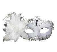 LCKKJHG Maschera Di Piume Maschera da ballo con diamanti, piume e fiori, for matrimonio, carnevale, spettacolo, costume, maschera donna sexy, mascherata(WHITE)