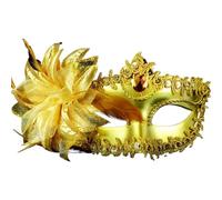 LCKKJHG Maschera Di Piume Maschera da ballo con diamanti, piume e fiori, for matrimonio, carnevale, spettacolo, costume, maschera donna sexy, mascherata(Gold)