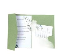 LCKKJHG Partecipazioni Matrimonio Kit da 50 biglietti d'invito for matrimonio ripiegabili con taglio laser a forma di rosa, busta invito tascabile per le Feste(Matte sage green,Cover and envelope)