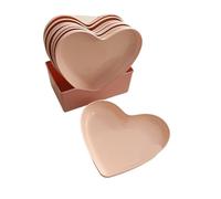 LCKKJHG Piatto D'Osso Piatti a forma di cuore dal design minimalista, snack for torte, piattini di plastica moderni for sputare ossa e frutta(Pink-5pcs With base)