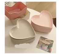 LCKKJHG Piatto D'Osso Piatti a forma di cuore dal design minimalista, snack for torte, piattini di plastica moderni for sputare ossa e frutta(Pink-1pcs)