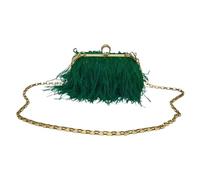 LCKKJHG pochette piuma Borsa a mano con piume, pochette da sera da donna, squisita catena di perle, borsa a tracolla da sposa, festa, banchetto, tote(Green)