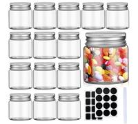 LCKKJHG Vasetti Marmellata Mini barattolo in vetro trasparente a bocca larga da 2 once con coperchio, ottima tenuta stagna for conservare alimenti, spezie, marmellata, miele, gelatina(24Pcs)