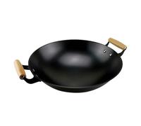 LCKKJHG wok in ghisa Pentola da cucina antiaderente non rivestita con fondo rotondo a doppio orecchio(38CM x H11cm)