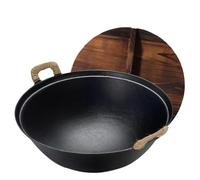 LCKKJHG wok in ghisa Pentola da cucina antiaderente non rivestita con fondo tondo(36 x H12cm)