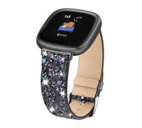 Lcklill Compatibile con cinturini Fitbit Versa 3/Fitbit Versa 4/Fitbit Sense/Sense 2, cinturino da donna in pelle glitterata per Fitbit Sense 2/Sense/Versa 4/Versa 3, accessorio per smart watch (nero)