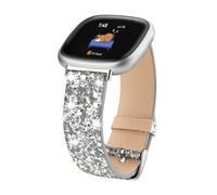 Lcklill Compatibile con Fitbit Versa 3/Versa 4/Fitbit Sense/Sense 2, cinturino da donna in pelle glitterata con glitter, Argentato, Fitbit Versa 3/Fitbit Versa 4/Fitbit Sense/Sense 2, Moderno