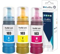 LCL 103 Multipack Inchiostro Compatibile con Epson 103 Flacone d'nchiostro | Compatibile con Epson L1110 L1210 L1250 L3100 L3101 L3110 L3111 L3150 L3151 L3156 L3160 L3210 L3211 L3250 L3251(CMY,3Pack)