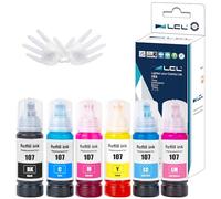 LCL 107 Inchiostro Compatible con epson 107 Flacone di Inchiostro Multipack Compatible con ET-18100 (6 Pack,Nero/Ciano/Magenta/Giallo/Ciano Leggero/Magenta Leggero)