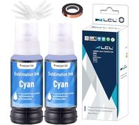 LCL 2Ciano 200ML Ricarica d'inchiostro sublimatico per EPSON EcoTank ET-2700 ET-2750 ET-2751 ET-2756 ET-2850 ET-3700 ET-2851 for Heat Transfer Mug,Tumbler,T Shirts(Autofill/Upgrade Version/ICC Free)