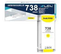 LCL 738 Giallo 130-ml Cartucce d'inchiostro Compatibile con HP 738 498N7A | Sostituzione per HP 738 DesignJet T850 T950 Printer (1-Pack,)