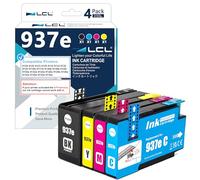 LCL 937E High Yield Cartucce d'inchiostro Compatibile con HP 937XL 937 XL 937E Sostituzione per Officejet Pro 9110b 9117b 9120b 9130b 9720 9730 (4-Pack, KCMY)