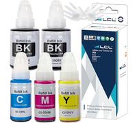 LCL Bottiglie d'inchiostro da stampa GI-490 GI-590 GI-590BK GI-590C GI-590M GI-590Y (5PK,2K 135ML,CMY 70ML) Sostituzione per Canon PIXMA G1400 G1410 G2400 G2410 G3400 G4400 G4411 G1500