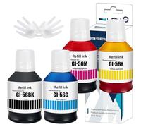 LCL Bottiglie d'inchiostro da stampa GI-56 GI-56BK GI-56C GI-56M GI-56Y (4Pack, K 170ML,CMY 135ML) Sostituzione per MAXIFY GX7050 GX6050 GX5050 GX4050 GX3050