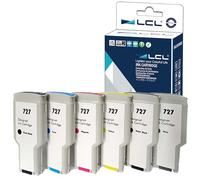 LCL Cartucce d'inchiostro 727 XL B3P06A C1Q12A F9J76A F9J79A F9J77A F9J78A F9J80A 300ML High Yield Compatibile con HP DesignJet T1500 T2500 T2530ps T920 T930 T930 T1530 T3500 (6-Pack MBK,PBK,C,M,Y,GY)