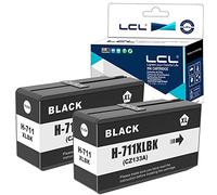 LCL Cartucce d'inchiostro Compatibile 711XL 711 XL CZ129A CZ133A 80ML High Yield (2 Nero) Sostituzione per HP Designjet T120 24 T120 610 T520 24 T520 36 T520 610 T520 914 T125 24 T530 T130 T525