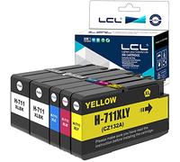 LCL Cartucce d'inchiostro Compatibile 711XL 711 XL High Yield Sostituzione per HP Designjet T120 24 T120 610 T520 24 T520 36 T520 610 T520 914 T125 24 T530 T130 T525 (2Nero 1Ciano 1Magenta 1Giallo)