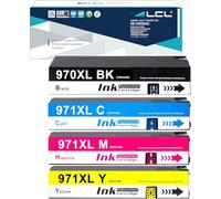 LCL Cartucce d'inchiostro Compatibile 970XL 970 XL 971XL 971 XL CN621AE CN625AE CN626AE CN627AE CN628AE High Yield (1Nero 1Ciano 1Magenta 1Giallo) per HP Officejet Pro X451DN X451DW X476DN