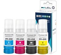 LCL Cartuccia d'inchiostro compatibile PFI-050 PFI-050BK PFI-050C PFI-050M PFI-050Y di sostituzione per Canon ImagePrograf TC-20 TC-20M (Nero Ciano Magenta Giallo，4-Pack)