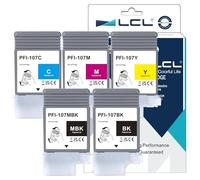 LCL PFI-107 130-ml Cartuccia d'inchiostro PFI107 Compatibile per Canon PFI-107MBK PFI-107BK PFI-107C PFI-107M PFI-107Y per ImagePROGRAF iPF670 iPF680 iPF685 iPF770 iPF780 iPF785(MBK+KCMY,5Pack)