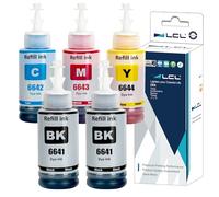 LCL T664 664 Inchiostro Compatible con epson 664 Flacone di Inchiostro multipack Compatible con epson ET-2500 ET-2550 ET-2600 ET-2650 ET-3600 ET-4500 ET-4550 ET-14000 ET-16500 L100 L110 L120 (5Pack)