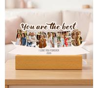 LCMAIT Cornice Foto Personalizzata per Migliore Amica, Targa in Acrilico con Base in Legno e Luce LED Calda, Regalo di Amicizia Unico e Simpatico per Compleanno, Galentine’s Day e Natale (BESTIE)