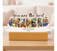 LCMAIT Cornice Foto Personalizzata per Nonno, Targa in Acrilico Elegante con Base in Legno e Luce LED Calda, Ricordo Prezioso e Unico per Festa dei Nonni e Compleanno (GRANDAD)