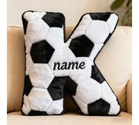 LCMAIT Cuscinello Personalizzato di Calcio con Nome, Cuscinello Personalizzato a Forma di Lettera, Regali di Calcio per Ragazzi Appassionato di Sport Camera Canapé Decorazione Natale