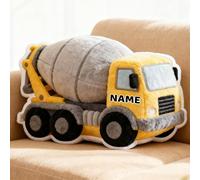 LCMAIT Cuscino Personalizzato a Forma di Autocisterna per Cemento Cuscino Personalizzato con Nome Regalo Commemorativo per Feste di Compleanno e Natale per Bambini e Bambine(Autobetoniera)