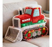 LCMAIT Cuscino Personalizzato a Forma di Bulldozer Cuscino Personalizzato con Nome Regali di Compleanno e Natale Commemorativi per Bambini e Bambine Decorativo per Divano (Bulldozer)