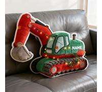 LCMAIT Cuscino Personalizzato a Forma di Escavatore Cuscino Personalizzato con Nome Regali Commemorativi per Feste di Compleanno e Natale per Bambini e Bambine Decorativo per Divano (Escavatore)