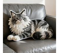 LCMAIT Cuscino Personalizzato a Forma di Gatto Cuscino Personalizzato con Nome Ricorrenza Compleanno Natale Regali per Bambini e Bambine Decorativo per Divano(Gatto)