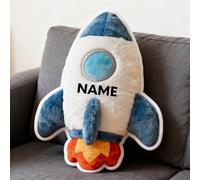 LCMAIT Cuscino Personalizzato a Forma di Razzo Cuscino Personalizzato con Nome Regali Commemorativi per Feste di Compleanno e Natale per Bambini e Bambine Decorativo per Divano(Razzo)
