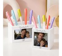 LCMAIT Portapenne in Blocchi da Costruzione Personalizzabile con Foto,testo personalizzato e immagini-Accessorio per Scrivania Unico per Papà, Bambini, Studenti-Regalo per la Festa del Papà
