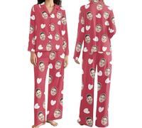 LCMAIT Set Pigiama Personalizzato con Foto del Viso Set Loungewear Personalizzato a Maniche Lunghe Abbigliamento Regali per Donne e Uomini XS-9XL