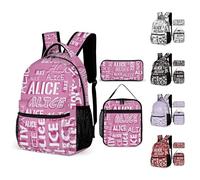 LCMAIT Zaino Scolastico Personalizzato per Bambini e Bambine, Zaino con Nome Portapranzo Portamatite Personalizzato per Bambine per Bambini da 3 a 12 Anni