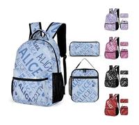 LCMAIT Zaino Scolastico Personalizzato per Bambini e Bambine, Zaino con Nome Portapranzo Portamatite Personalizzato per Bambine per Bambini da 3 a 12 Anni