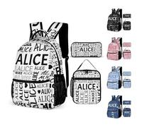 LCMAIT Zaino Scolastico Personalizzato per Bambini e Bambine, Zaino con Nome Portapranzo Portamatite Personalizzato per Bambine per Bambini da 3 a 12 Anni