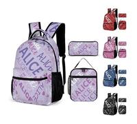 LCMAIT Zaino Scolastico Personalizzato per Bambini e Bambine, Zaino con Nome Portapranzo Portamatite Personalizzato per Bambine per Bambini da 3 a 12 Anni