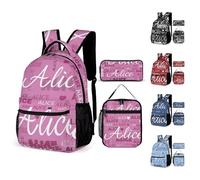 LCMAIT Zaino Scolastico Personalizzato per Bambini e Bambine, Zaino con Nome Portapranzo Portamatite Personalizzato per Bambine per Bambini da 3 a 12 Anni