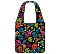 lcndlsoe Borsa a tracolla da donna in tela, motivo con ossa di teschio, per lavoro, shopping, palestra, Multicolore 1., 14.1x14.9in/36x38cm