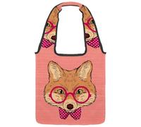 lcndlsoe Borsa a tracolla in tela, con volpe e scritta "I Love Christmas", da donna, per lavoro, shopping, palestra, Multicolore 5., 14.1x14.9in/36x38cm