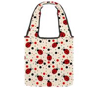 lcndlsoe Borsa a tracolla in tela, motivo con coccinelle e pois rossi e neri, borsa a tracolla da donna per lavoro, shopping, palestra, Multicolore 1., 14.1x14.9in/36x38cm